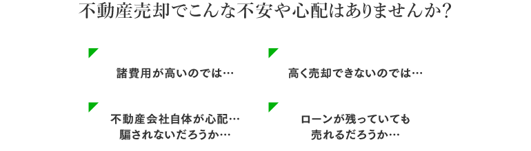 不動産売却でこんな不安や心配はありませんか？